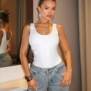 Plunging Neck Sequin Bodysuit